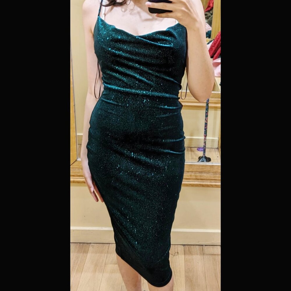 Sparkly Green Midi Bodycon Dress